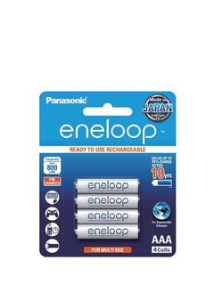 Panasonic Eneloop AAA 800Mah Rechargeable Batteries, Pack Of 4, Bk-4Mcce4Bt2