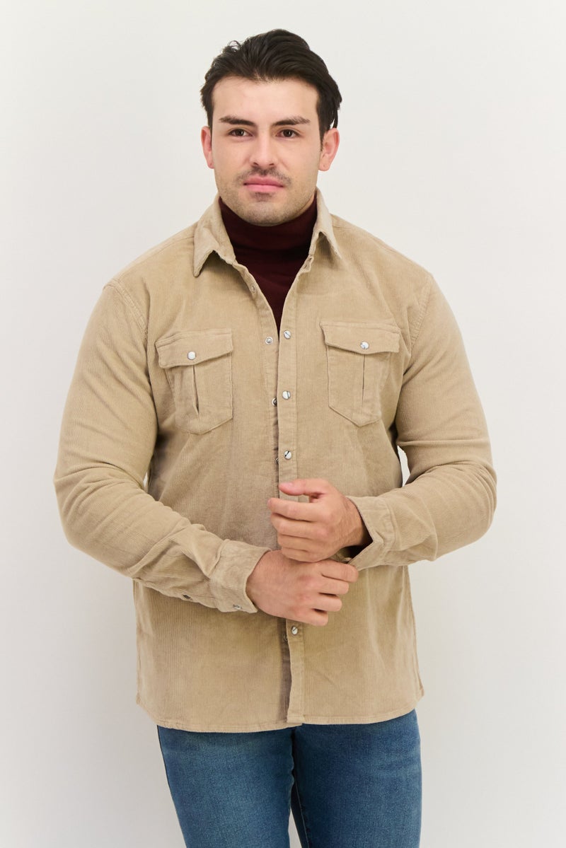 Sorbino Men Textured Jacket Shirt, Beige - Image 1