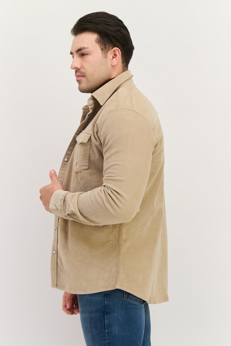 Sorbino Men Textured Jacket Shirt, Beige - Image 2
