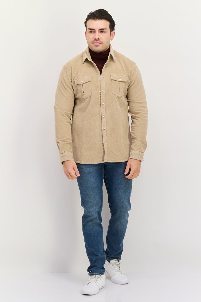 Sorbino Men Textured Jacket Shirt, Beige - Image 3