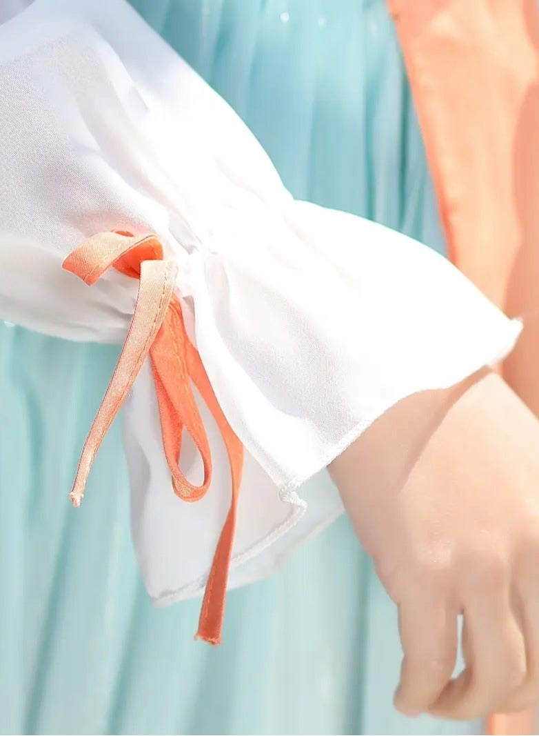 ارواق فستان على الطراز الصيني للفتيات يتميز بالزي القديم مع تصميم أميرة حورية البحر مثالي للربيع والخريف باللون الأخضر الفاتح - Image 5