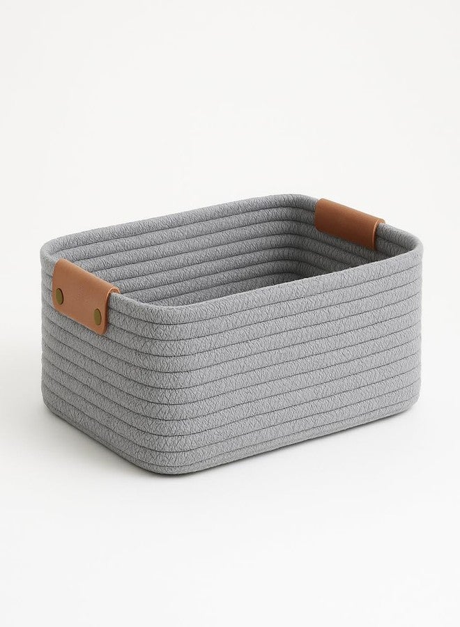 BOBBINY Woven Jute Storage Basket & Organizer for Home, Bathroom, and Kitchen | Eco-Friendly Rope Basket | Durable & Spacious Organizer for Shelves and Cabinets (12x8x5 Inch) (Grey) - Image 1