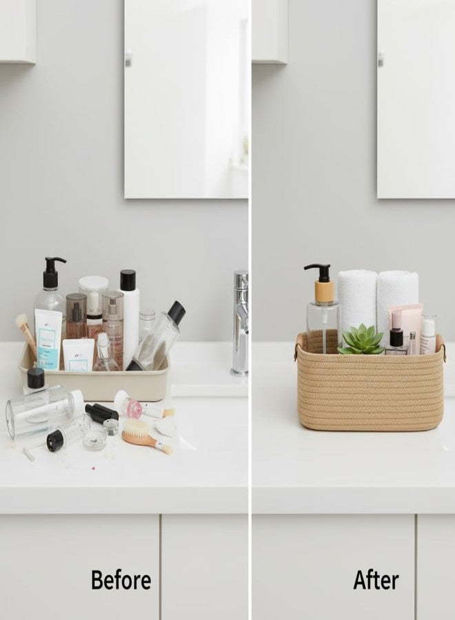BOBBINY Woven Jute Storage Basket & Organizer for Home, Bathroom, and Kitchen | Eco-Friendly Rope Basket | Durable & Spacious Organizer for Shelves and Cabinets (12x8x5 Inch) (Grey) - Image 5