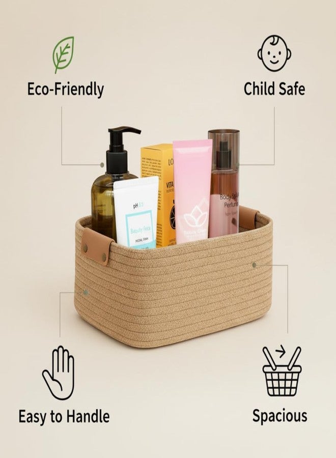 BOBBINY Woven Jute Storage Basket & Organizer for Home, Bathroom, and Kitchen | Eco-Friendly Rope Basket | Durable & Spacious Organizer for Shelves and Cabinets (12x8x5 Inch) (Grey) - Image 4