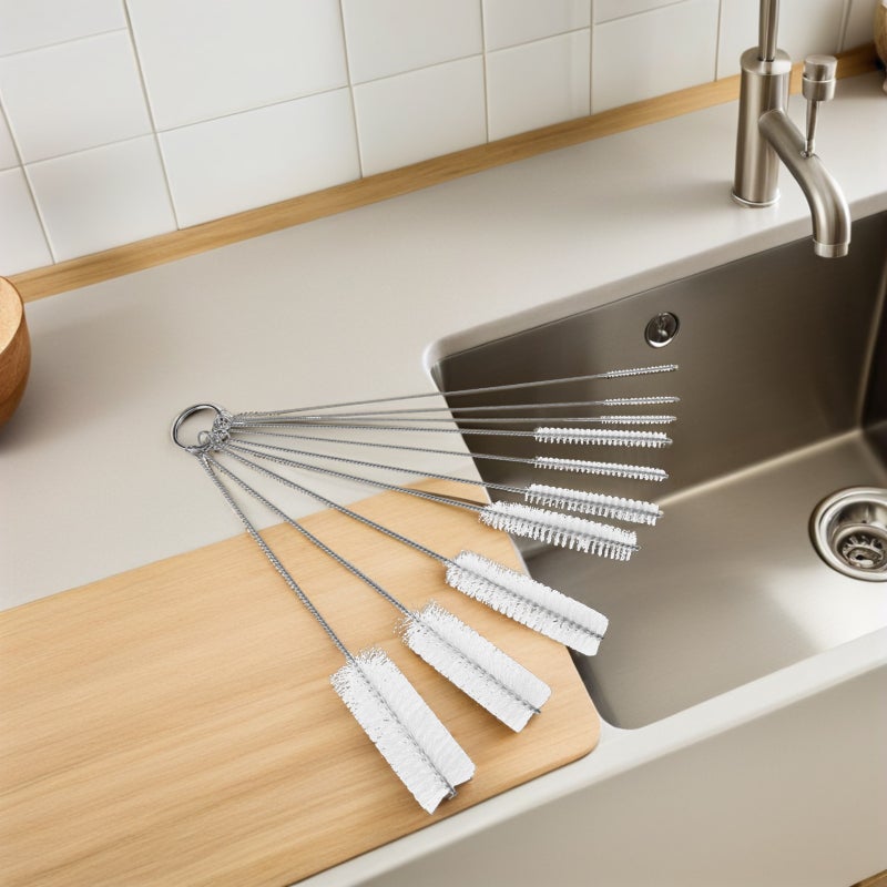 20 PCS /Set Drinking Cleaning Stainless Steel Nylon Brush Cleaner for Cleaning (White) - Image 5