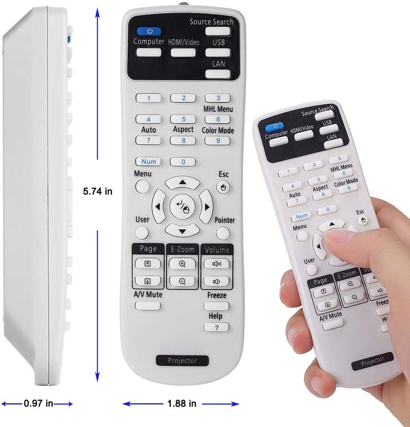 Litance Projector Remote Control for Epson 2181788 PowerLite 585W 575W 535W 108 109W 530 570 580 1930 1935 Home Cinema 1060 1040 660 BrightLink 585Wi 575Wi S39 VS250 VS350 VS230 VS330 EX5230 Remote - Image 2