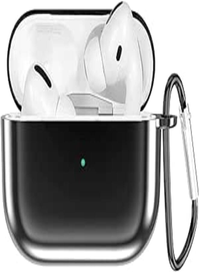 Shiny Metallic Soft Silicone TPU Plated Full Protective Shockproof Case Cover For Airpods Pro (Black)