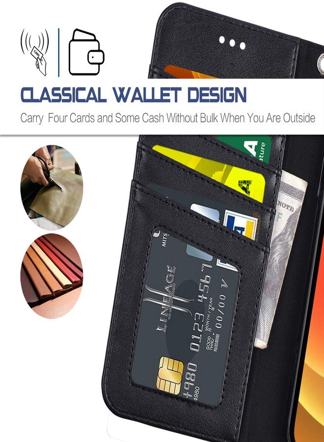 Arae Case for iPhone 12 / iPhone 12 Pro 6.1 inch Wallet Case Flip Cover with Card Holder and Wrist Strap for iPhone 12 / iPhone 12 Pro 6.1 inch - Black - Image 3