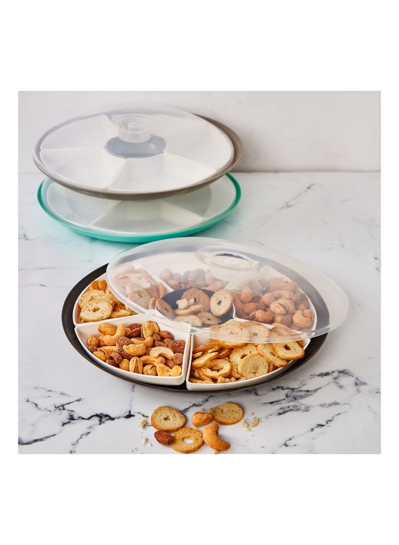 ميدستار طبق مكسرات مورو مقسم 6 عيون + غطاء مدستار FFSSRG09012 - Image 2