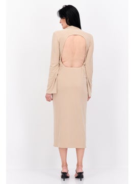 PUBLIC DESIRE Women Curve Plain Midi Dress, Beige  - Image 4