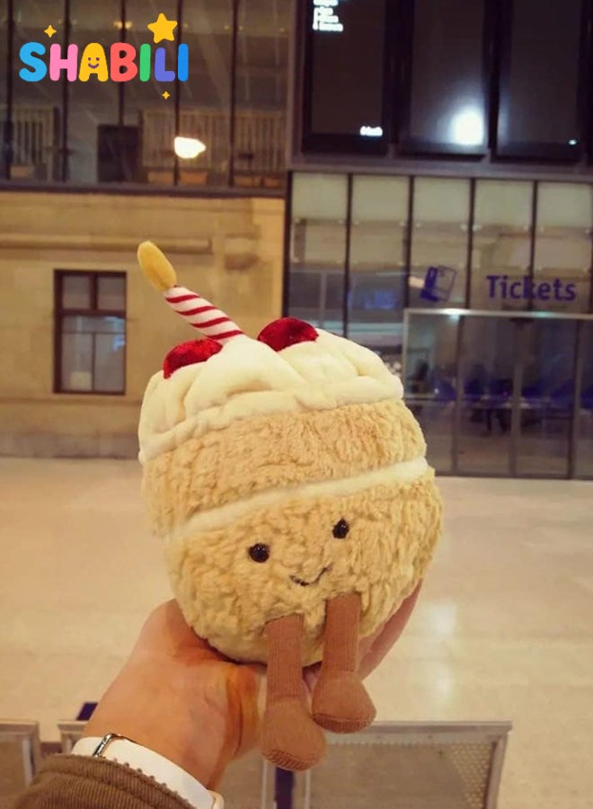 SHABILI Birthday Cake Plush Pillow 28cm Stuffed Animal for Kids Aged 3+ – Kawaii Smile Strawberry Soft Toy Cushion, Cuddly Toddler Gift, Home Decor Plush Pretend Food Ornament - Image 3