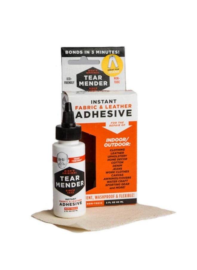 Tear Mender - Instant Fabric & Leather Adhesive Kit With Patch For Jeans 2 Oz Bottle Liquid Tm 3 - Image 1