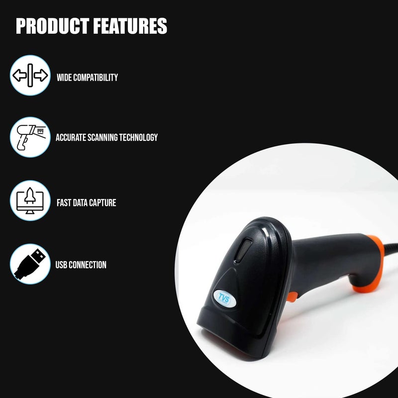 TVS ELECTRONICS BS-L100 Plus Barcode Scanner 1D High-Speed Scan Handheld Reader for Mobile Payment Retail Store Supermarket - Image 4