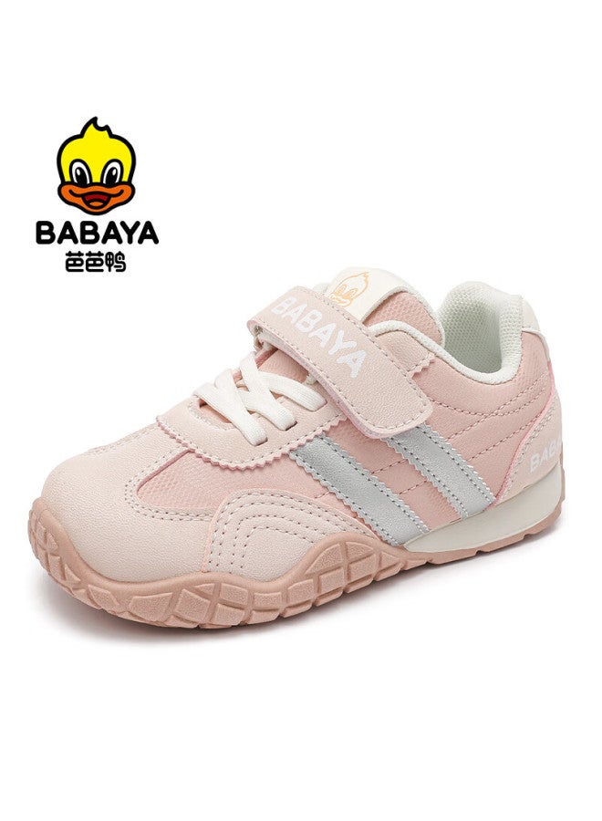 Baba Duck Kids Shoes  Children's Sports Shoes Spring And Autumn Boys Soft Sole Casual Shoes Girls Pink Silver 31