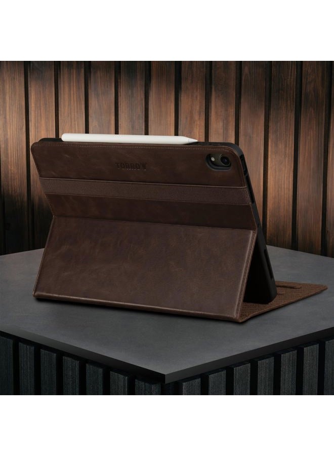 TORRO Case Compatible with iPad Air 11 Inch Air 6th /5th/4th Gen – Genuine Leather iPad Air 2024/2022/2020 Cover with Stand Function, Apple Pencil Connectivity and Wake/Sleep Function (Dark Brown) - Image 3
