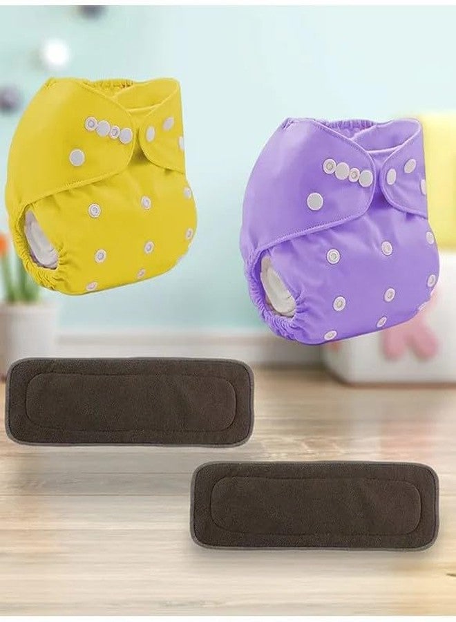 Laee cute Baby Cloth Diapers 0 To 3 Years | Side Leakage Proof Washable Reusable Diaper For New Born Baby (Pack Of 3-No Inserts Included) (yellow+purple) - Image 1