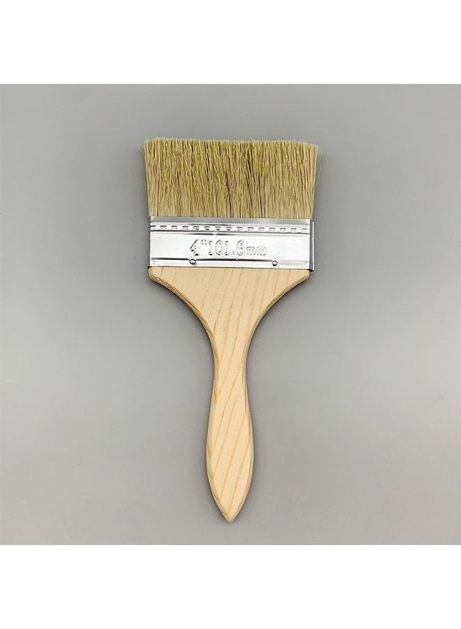 4 Inch Paint Brushes Bulk, Natural Bristle Chip Brushes with Wooden Handle, Flat Art Applicators for Wall, Furniture, Kids, Fences Details - Image 1
