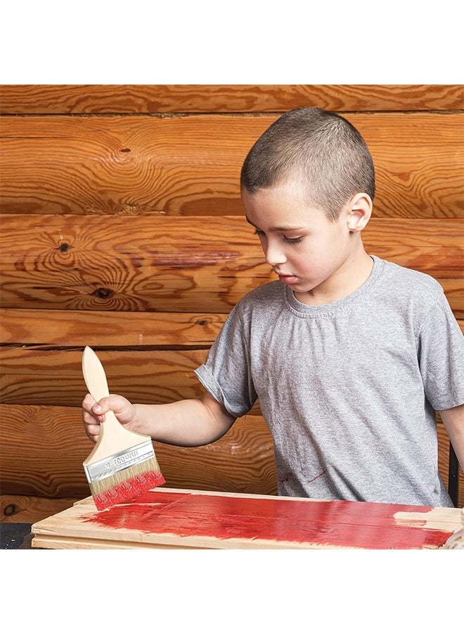 4 Inch Paint Brushes Bulk, Natural Bristle Chip Brushes with Wooden Handle, Flat Art Applicators for Wall, Furniture, Kids, Fences Details - Image 5