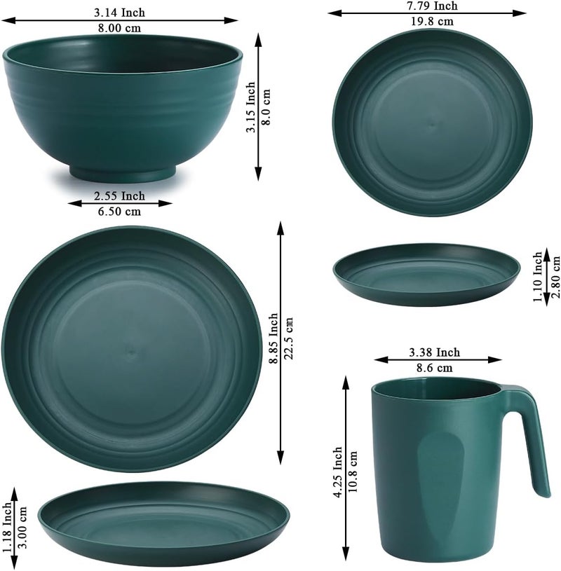 Kyraton Plastic Dinnerware Sets of 32 Pieces, Unbreakable And Reusable Light Weight Plates Mugs Bowls Dishes Easy to Carry And Clean Microwave Safe BPA Free Dishwasher Safe Service For 8 - Image 2