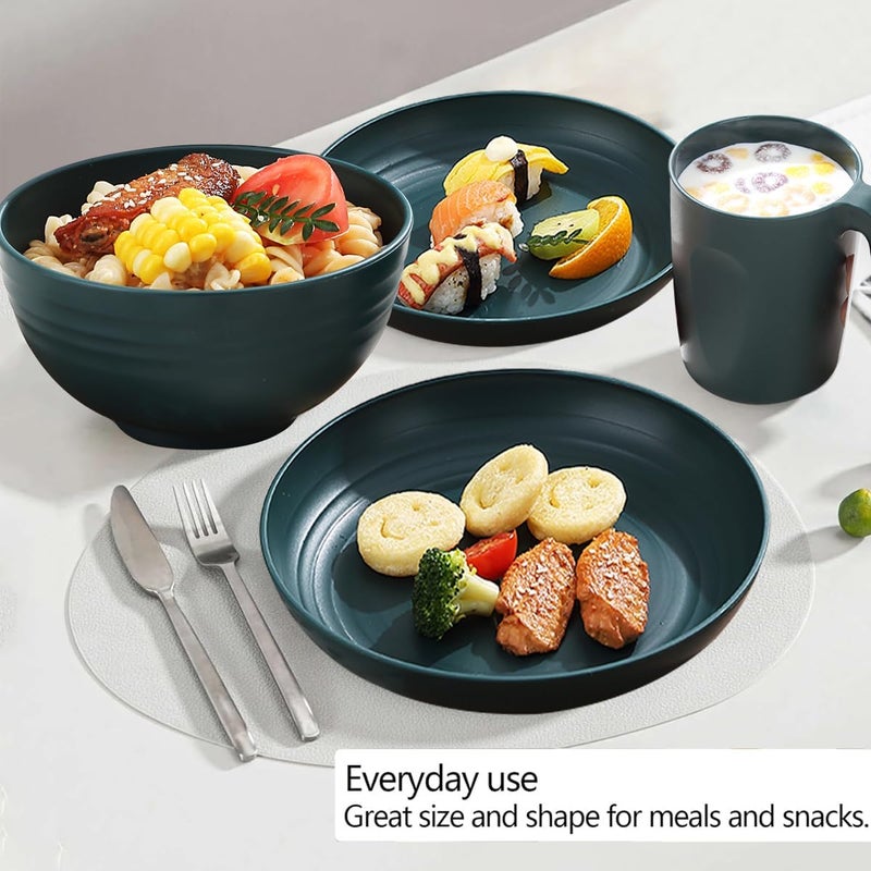 Kyraton Plastic Dinnerware Sets of 32 Pieces, Unbreakable And Reusable Light Weight Plates Mugs Bowls Dishes Easy to Carry And Clean Microwave Safe BPA Free Dishwasher Safe Service For 8 - Image 4