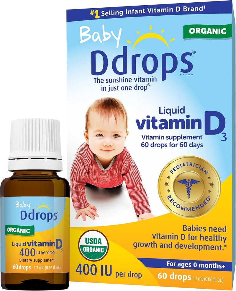 Ddrops Organic Liquid Vitamin D Drops for Babies - 60 Drops - Image 1