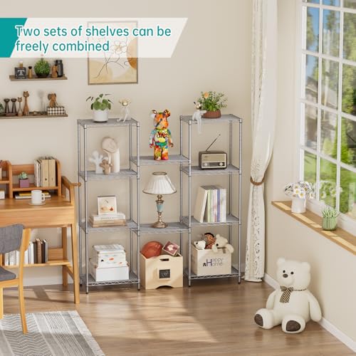 SINGAYE 5 Tier Shelf Wire Shelving Adjustable Storage Shelves Rack Standing Units for Kitchen Closet Laundry Bathroom Organizers Metal Pantry Narrow Mesh Gaps 10" D x 16" W x 55" H Gray - Image 5