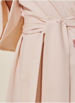 Styli White Solid Long Sleeve Robe with Tie Detail  - Image 4