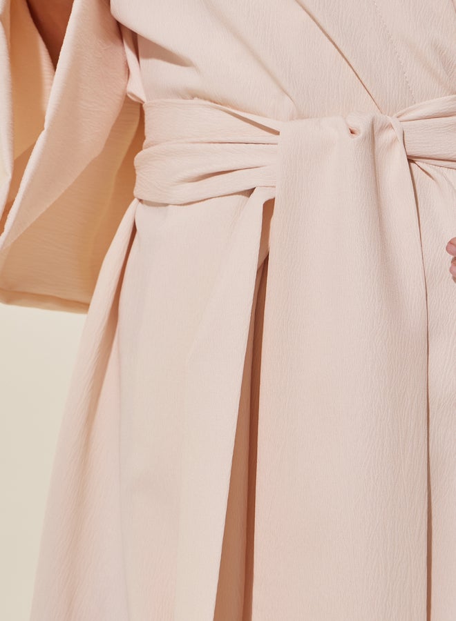 Styli Styli White Solid Long Sleeve Robe with Tie Detail  - Image 4
