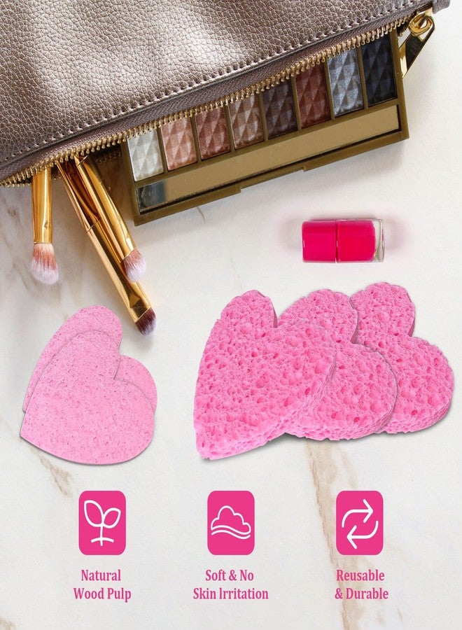 kickleen 50-Count Kickleen Compressed Cellulose Heart Shape Facial Sponges | Natural Cosmetic Spa Sponges for Facial Cleansing | Exfoliating | Makeup Mask Removal | Reusable | Skin Massage (50 Count (Pink)) - Image 4
