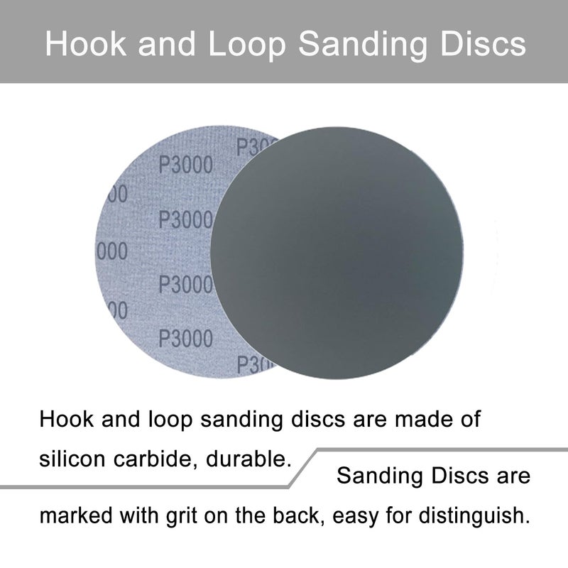 Wet Dry Sanding Discs 6 Inch 3000 Grit Blue - Hook Loop Backing 50 Pack Silicon Carbide Sandpaper for Automotive Detailing Woodworking Home Industrial Projects - Image 4