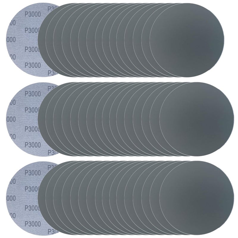 Wet Dry Sanding Discs 6 Inch 3000 Grit Blue - Hook Loop Backing 50 Pack Silicon Carbide Sandpaper for Automotive Detailing Woodworking Home Industrial Projects - Image 1