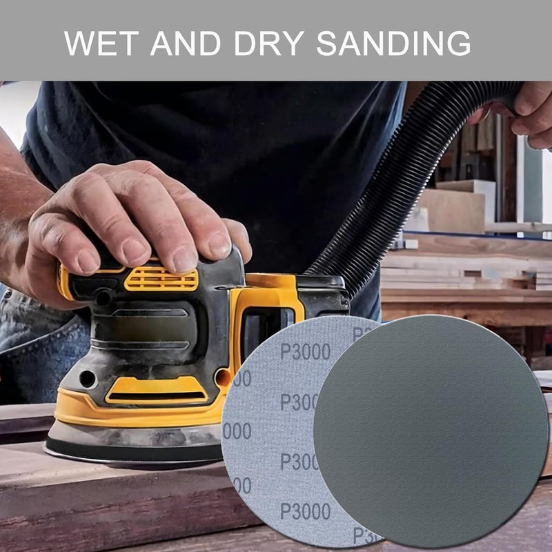 Wet Dry Sanding Discs 6 Inch 3000 Grit Blue - Hook Loop Backing 50 Pack Silicon Carbide Sandpaper for Automotive Detailing Woodworking Home Industrial Projects - Image 5