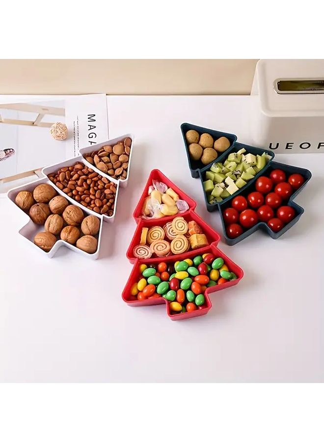 Creative Green Gridded Dried Fruit Plate Christmas Tree Theme Home Snack Dish - Image 3