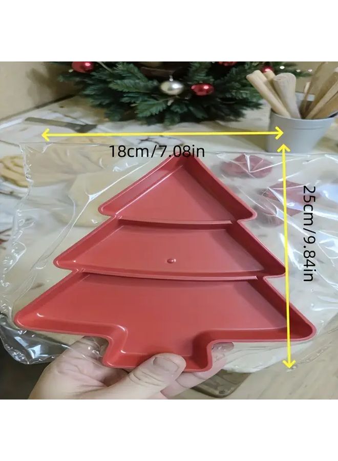 Creative Green Gridded Dried Fruit Plate Christmas Tree Theme Home Snack Dish - Image 4