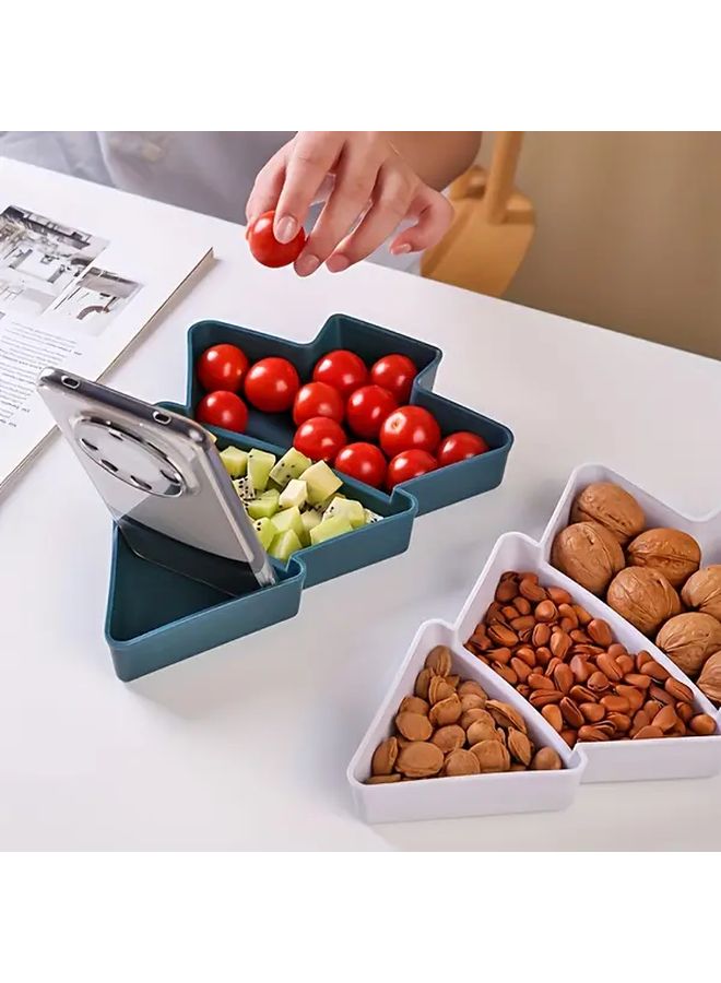 Creative Green Gridded Dried Fruit Plate Christmas Tree Theme Home Snack Dish - Image 2