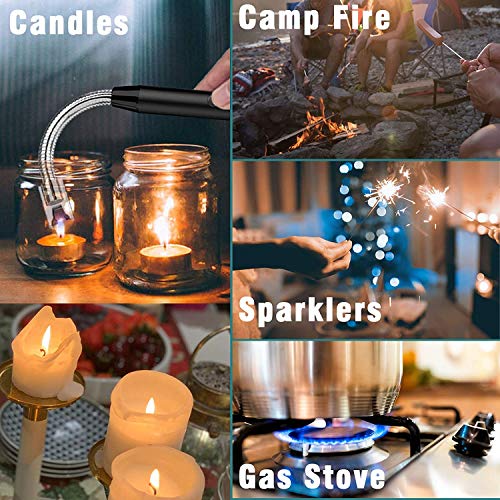 DOCOSS - Rechargeable Electric Gas Lighter Kitchen Lighter Chargeable USB Arc for Candle Flexible Neck for Gas,diyas,agarbatti,Candle (Black) - Image 3