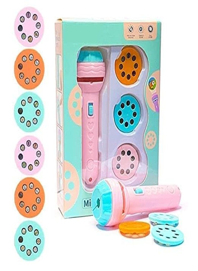 Bloombec 3 Slides 24 Patterns Mini Projector Torch Toy Slide Flashlight Projector Torch for Kids Educational Learning Toys, Sleeping Story Toys for Toddlers, Animal, Foods and Space - Image 1