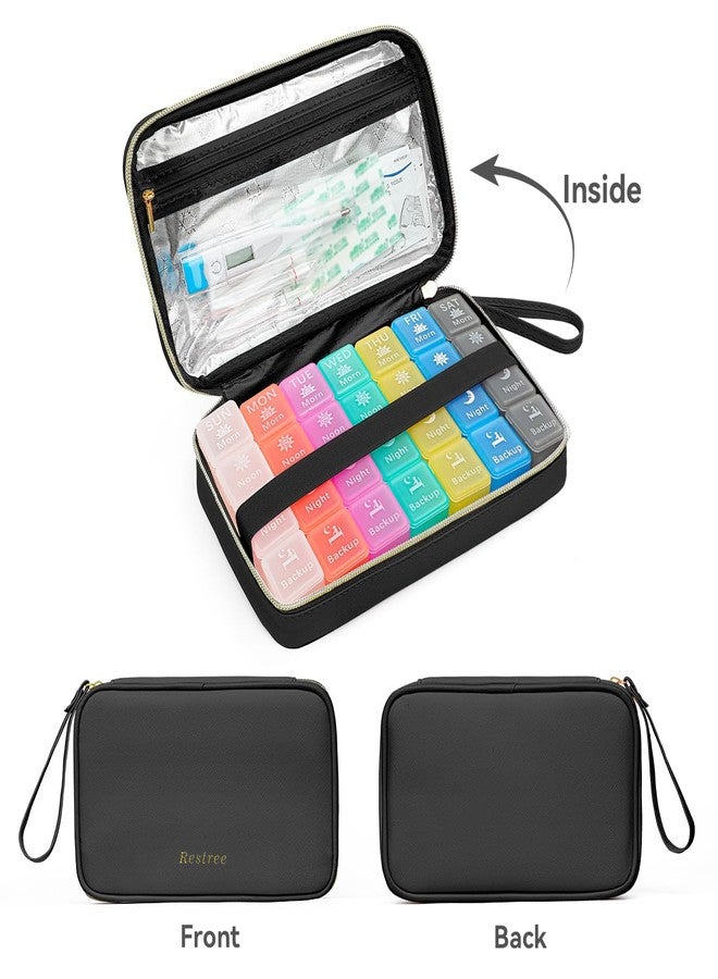 Restree Monthly Pill Organizer 28-Compartment Pill Case, 4 Times Daily Medication Container, Travel-Friendly Pill Box for Vitamins Supplements (Black) - Image 4