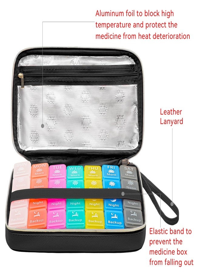 Restree Monthly Pill Organizer 28-Compartment Pill Case, 4 Times Daily Medication Container, Travel-Friendly Pill Box for Vitamins Supplements (Black) - Image 5