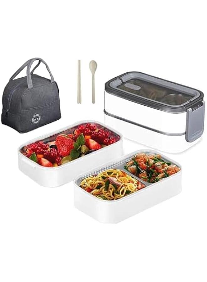 HOOKOR Bento Box, 2 Layer Stainless Steel Lunch Box, Stackable Lunchbox, Leakproof Lunch Bento Box, Food Storage Box with Dividers for Adults Kids Men Women Teens - Image 1