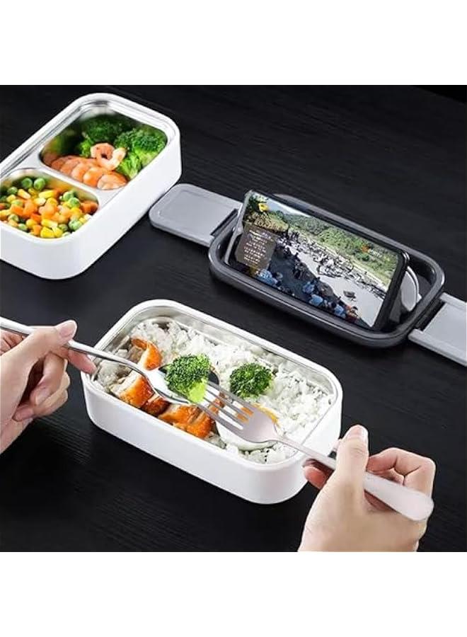 HOOKOR Bento Box, 2 Layer Stainless Steel Lunch Box, Stackable Lunchbox, Leakproof Lunch Bento Box, Food Storage Box with Dividers for Adults Kids Men Women Teens - Image 3