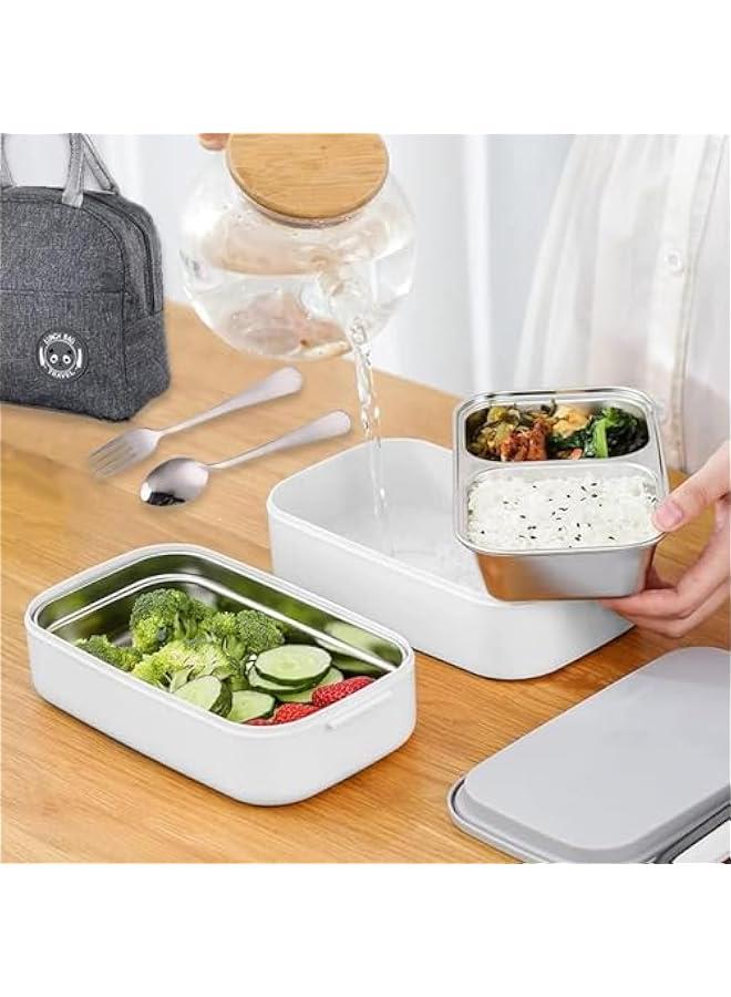 HOOKOR Bento Box, 2 Layer Stainless Steel Lunch Box, Stackable Lunchbox, Leakproof Lunch Bento Box, Food Storage Box with Dividers for Adults Kids Men Women Teens - Image 4