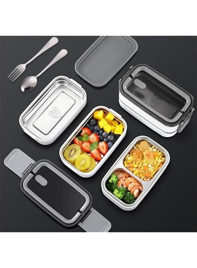 HOOKOR Bento Box, 2 Layer Stainless Steel Lunch Box, Stackable Lunchbox, Leakproof Lunch Bento Box, Food Storage Box with Dividers for Adults Kids Men Women Teens - Image 5