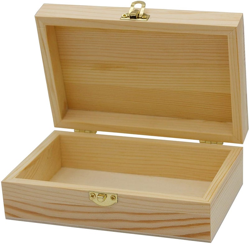 Creative Hobbies Unfinished Wood Craft Kit – Light Wood with Clasp – Make Your Own Gift Box, Jewelry Box - Decorate with Paint, Ribbon, Decoupage - 6 x 4 x 2 in - Image 1
