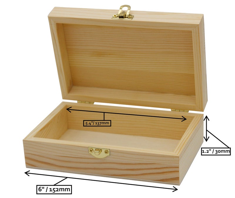 Creative Hobbies Unfinished Wood Craft Kit – Light Wood with Clasp – Make Your Own Gift Box, Jewelry Box - Decorate with Paint, Ribbon, Decoupage - 6 x 4 x 2 in - Image 4
