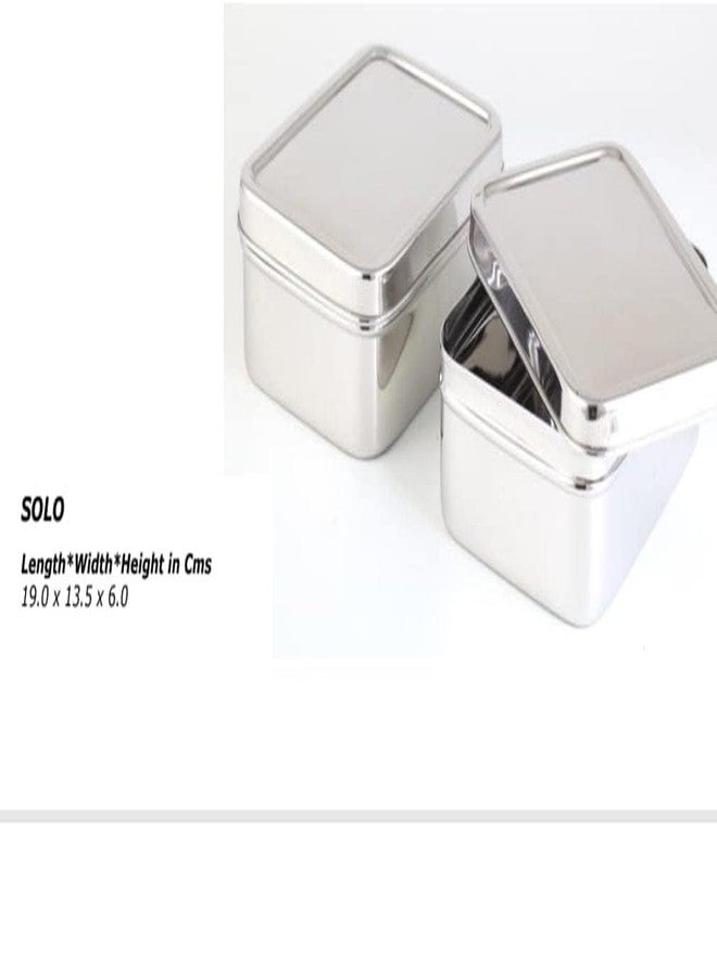 DiBha Stainless Steel Rectangle Shape Medium Size Solo Lunch Box/School Lunch Box for Kids/Adults (400 ml) - Image 4