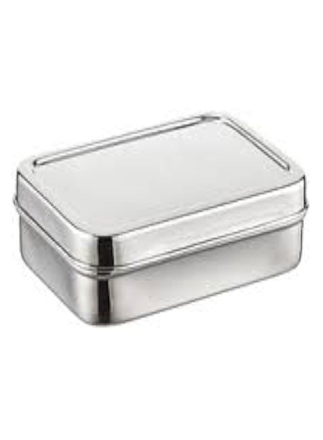 DiBha Stainless Steel Rectangle Shape Medium Size Solo Lunch Box/School Lunch Box for Kids/Adults (400 ml) - Image 1