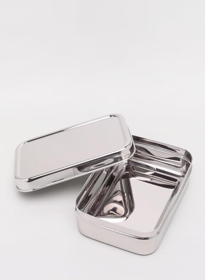 DiBha Stainless Steel Rectangle Shape Medium Size Solo Lunch Box/School Lunch Box for Kids/Adults (400 ml) - Image 2