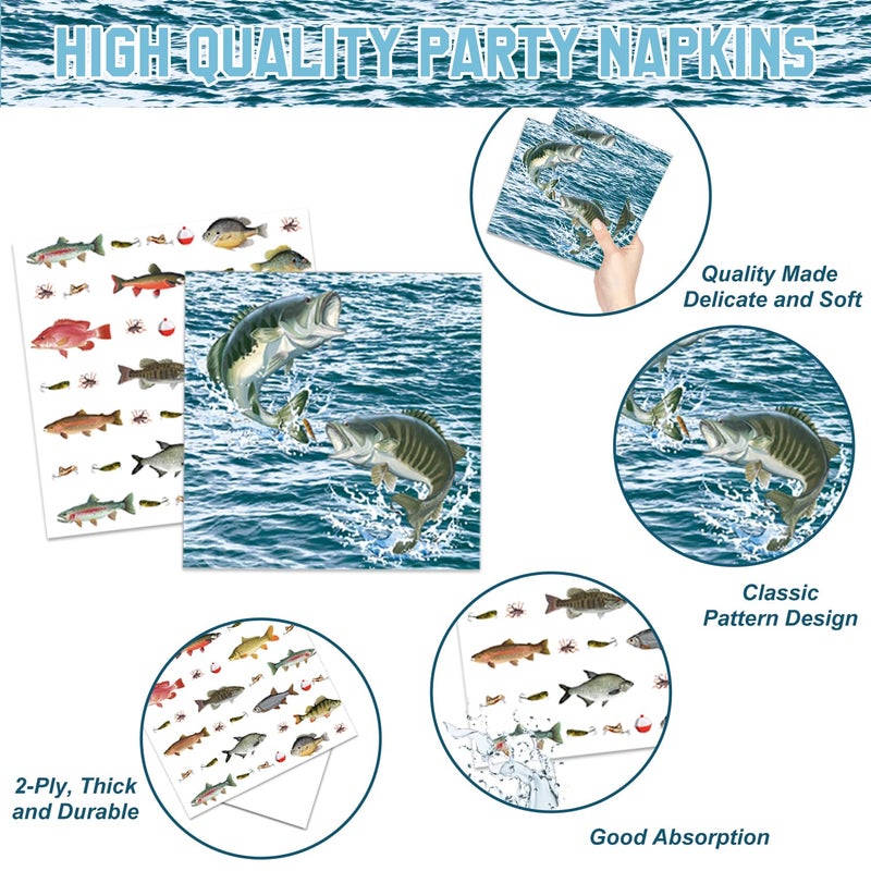 LINHAXM 170PCS Gone Fishing Party Decorations Fishing Birthday Party Decorations Include Plates, Cups, Cutlery, Banner, Tablecloth for Ofishally One Birthday Decorations, Serve 24 - Image 4