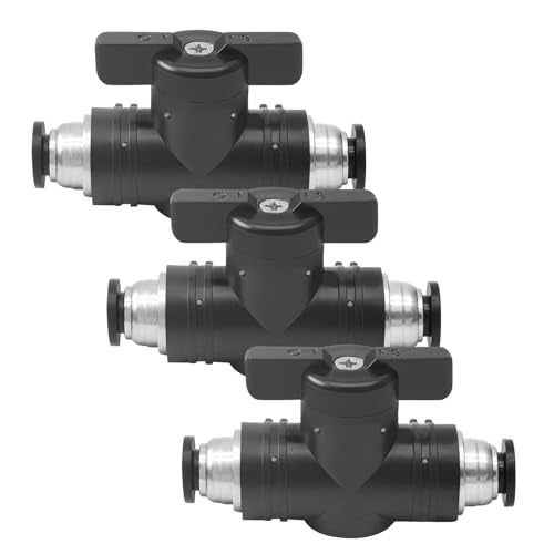 Uenhoy 3 Pcs Pneumatic Ball Valve 6mm OD Push to Connect Fittings Air Flow Control Valve Air Straight Quick Connect Union - Image 2